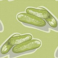 vektor illustration av mogna gröna gurkor. handritad skiss. sömlösa mönster