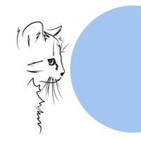 vektor illustration av ledsen katt. linjekonst.