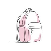 schulrucksack-vektorillustration gezeichnet im linienkunststil vektor