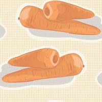 vektor illustration av morötter på prickiga bakgrund. handritad skiss. sömlösa mönster