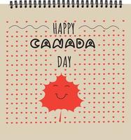 happy canada day illustration med platta symboler och handritade bokstäver vektor