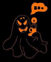 spöke med ljus. halloween karaktär spook. vektor illustration.linear hand ritning i doodle stil.