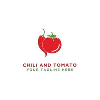 Tomaten- und Chili-Design-Logo. isoliertes Gemüse. Vektor-Illustration. vektor