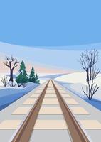 Eisenbahn in der Wintersaison. Außenszene im Hochformat. vektor