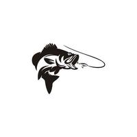 Angeln-Logo. Wildfisch-Logo, Fliegenfischer-Logo, Angelhaken. Design isoliert weißer Hintergrund