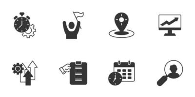 Performance-Management-Icons gesetzt. Performance Management Pack Symbolvektorelemente für Infografik-Web vektor