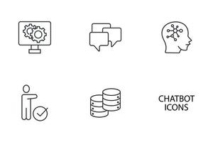 Chatbot-Symbole gesetzt. Chatbot-Packsymbol-Vektorelemente für Infografik-Web vektor