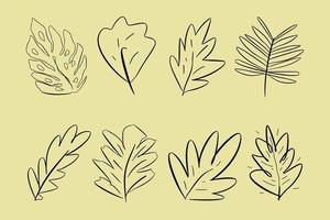 löv blad blommig botanisk handritad doodle disposition element design samling. vektor