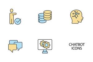 Chatbot-Symbole gesetzt. Chatbot-Packsymbol-Vektorelemente für Infografik-Web vektor