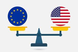 waagen, die die eu- und die usa-flagge balancieren. Vektor-Illustration. vektor