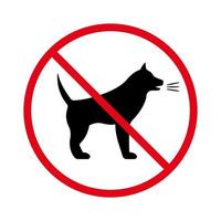 fara förbud hund skällande svart siluett ikon. förbjud arg hundpiktogram. husdjur bark röd stopp cirkel symbol. ingen tillåten valp buller skällande tecken. förbjud aggressiv vovve. isolerade vektor illustration.