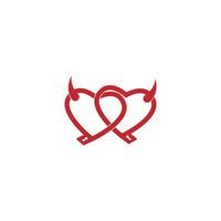 djävulen hjärta ikon logotyp design illustration vektor