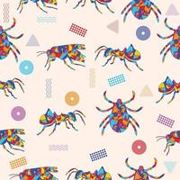 abstrakt färgglada insekter kubism surrealism stil design dekoration sömlösa mönster premium vektor