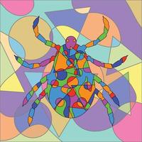 abstrakt färgglada insekter design kubism surrealism stil premium vektor