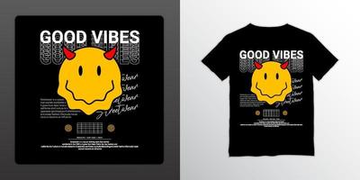 good vibes streetwear t-shirt design, lämplig för screentryck, jackor och annat vektor