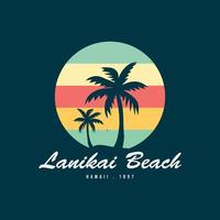 lanikai-strandillustrationsstrand-t-shirt und kleiderdesign vektor