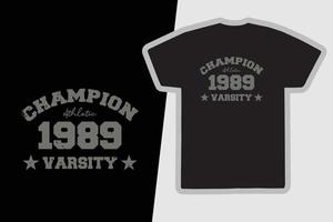 Champion-Uni-T-Shirt und Bekleidungsdesign vektor