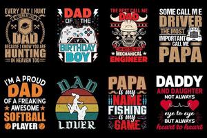 Vater-T-Shirt-Designpaket, Vatertag, Papa-Liebhaber vektor