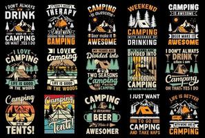 Camping-T-Shirt-Designpaket kostenlos, Camping-Vektorelement kostenlos, Camp-T-Shirt-Design kostenlos vektor