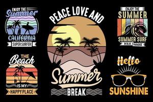 sommar t-shirt design bunt, vektor element, vibbar, solsken, strand t-shirts