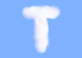 t alfabetet teckensnitt form i moln vektor på blå himmel bakgrund
