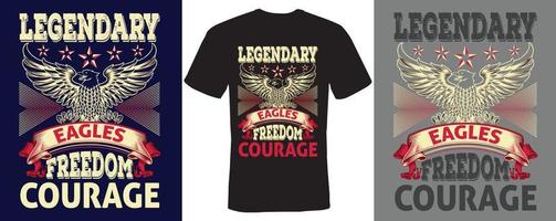 legendariska eagles freedom courage t-shirtdesign för eagles vektor