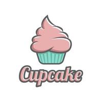 Cupcake-Logo-Vorlage für Bäckerei und Konditorei auf isoliertem Hintergrund vektor