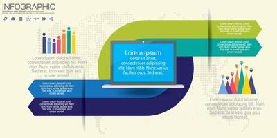 Geschäftskonzept mit Optionen, Teilen, Schritten oder Prozessen. kann für Workflow-Layout, Diagramm, Zahlenoptionen, Webdesign verwendet werden. vektor