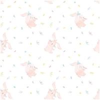 Muster nahtloser Hintergrund Baby süße rosa Hasen feiern in Party Aquarell Kinderzimmer Tierhand zeichnen Illustration isoliert auf weißem Hintergrund vektor