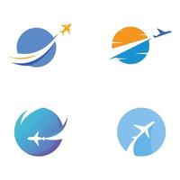 reisebüro-logo-design und sommerferien mit flugzeugen. Das Logo kann für Unternehmen und Flugticketagenten verwendet werden. vektor