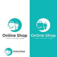 einkaufstasche und online-einkaufswagen logo.logo geeignet für verkauf, rabatt, shop.with vektorillustrationsbearbeitung. vektor