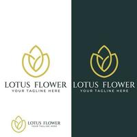 Eine schöne und natürlich schöne Lotus-Spa-Blume mit einer luxuriösen und eleganten Lotusblumen-Vektorillustration, die für Schönheits- und Kosmetiksalons geeignet ist. vektor