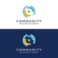 community logo , community network und people check.logos für Teams oder Gruppen , Kindergärten und Firmen. mit Vektorillustrationsbearbeitung. vektor