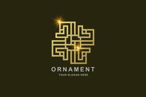 Luxus-Ornament-Linienkunst-Logo-Vorlage in Goldfarbe vektor