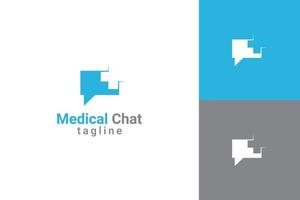 medicinsk chatt logotyp mall, meddelande och plus ikon koncept vektor