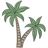 Gekritzelaufkleber tropischer Kokosnussbaum vektor