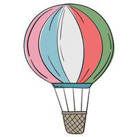 doodle klistermärke ballonger med resor korg vektor