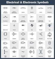 einfache elektrische elektronische symbole flaches design vektor