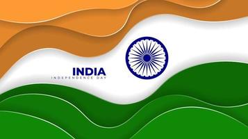 papierschnitthintergrund in orange und grünem design für indien unabhängigkeitstag design vektor