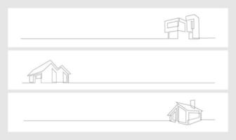 ställa in kontinuerlig en rad ritning moderna hus logotyp vektor