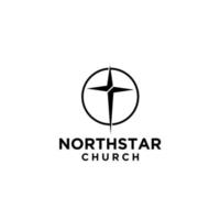 nordstjärna med kors kyrka logotyp ikon vektor