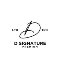 unterschrift buchstabe d hand schreiben logo design vektor