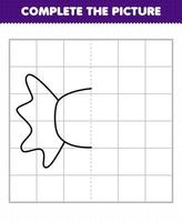 Bildungsspiel für Kinder vervollständigen das Bild Cartoon Food Candy Halbumriss zum Zeichnen vektor