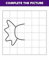utbildning spel för barn slutföra bilden tecknad mat godis halv kontur för ritning vektor