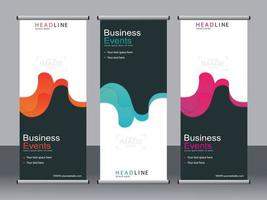 business banner roll up set standee banner mall. vektor