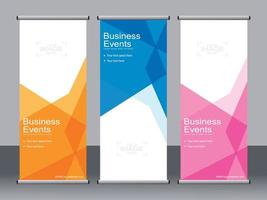 business banner roll up set standee banner mall. vektor