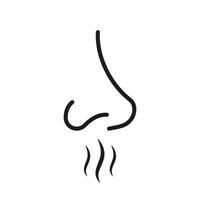 Nasengeruchsschnüffel-Umriss-Piktogramm. Nase menschlicher Geruch schwarze Linie Symbol. schlechtes aroma luftatem flaches symbol. Nase Verlust Sinn Duft Geruch Zeichen auf weißem Hintergrund. isolierte Vektorillustration.