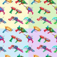vierfarbiges nahtloses Muster im Vektor-Cartoon-Stil von bunten Blastern für Kinder. vektor