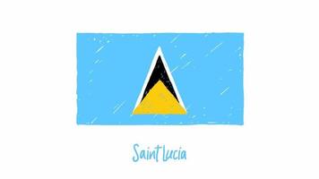 saint lucia flagga markör eller pennskiss illustration vektor