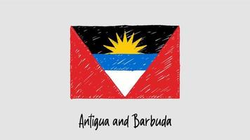 antigua och barbuda flagga markör eller pennskiss illustration vektor